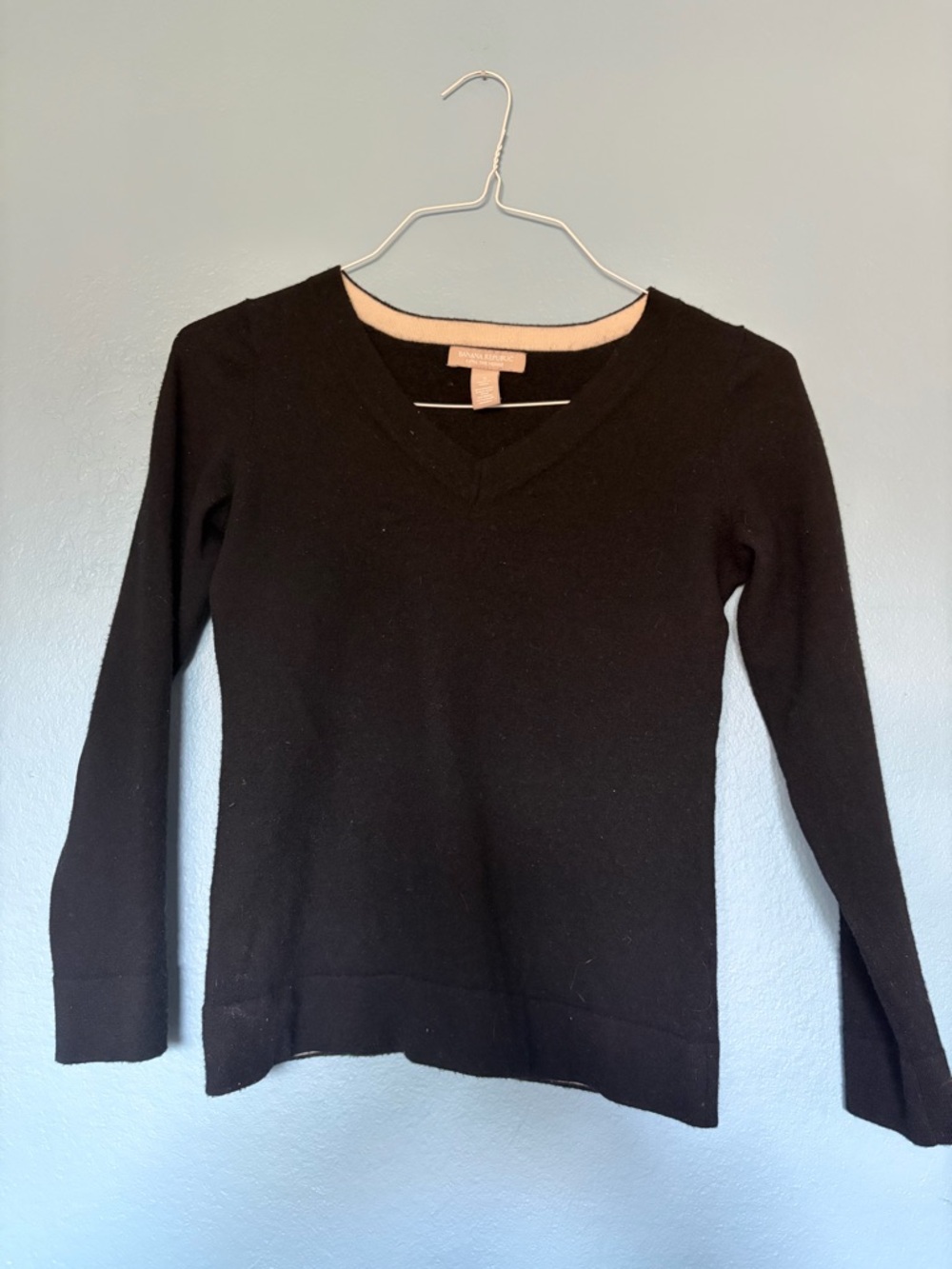 Banana Republic Black Sweater with Cream Neck Trim